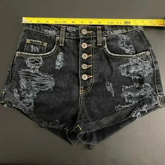 Carmar High Rise Distressed Jean Shorts 90s Festival Y2K - Picture 6 of 9